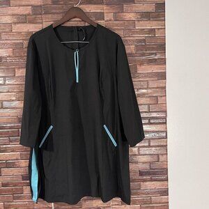 Noel Asmar Tunic Lab Coat Gray Plus Size 2X Black Blue Pockets